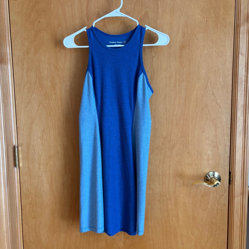 Outdoor‎ Voices Exercise Dress Blue Colorblock Space Dye Racerback Mini Size M